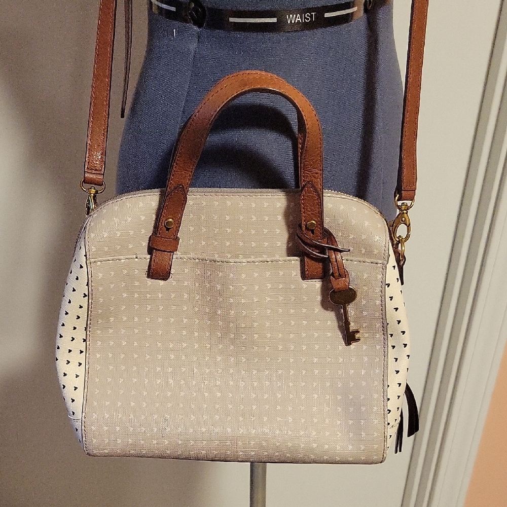 Fossil Gray/Tan and Cream Women's Handbag.